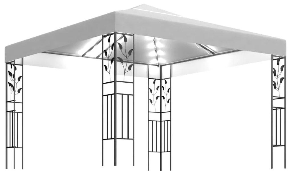 vidaXL Κιόσκι με Φωτάκια LED Λευκό 3 x 3 μ.