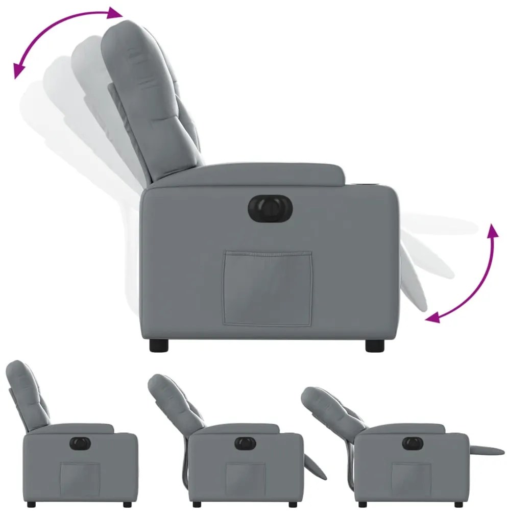 vidaXL Πολυθρόνα Ηλεκτρική Ανακλινόμενη Γκρι από Συνθετικό Δέρμα