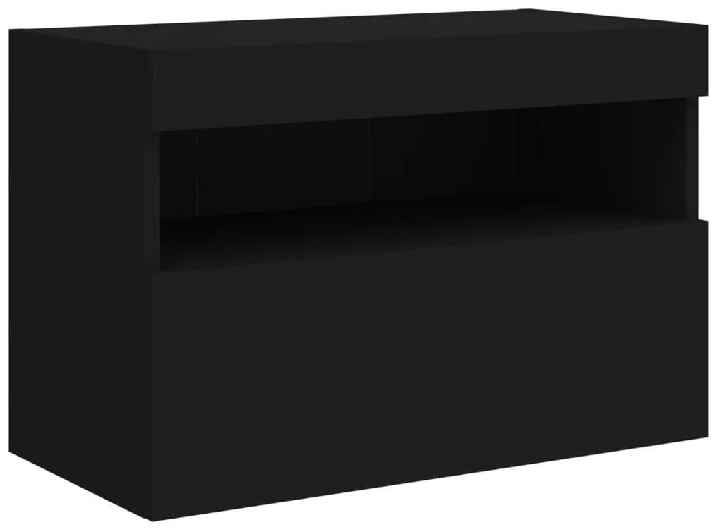 Έπιπλο Τοίχου Τηλεόρασης με LED Μαύρο 60x30x40 εκ. - Μαύρο