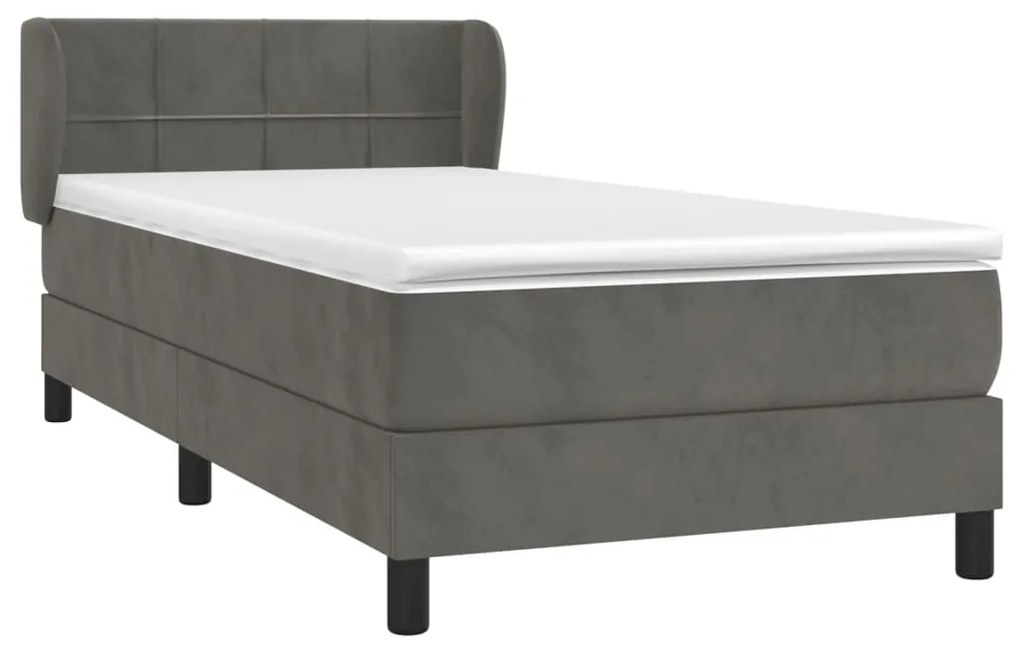 ΚΡΕΒΑΤΙ BOXSPRING ΜΕ ΣΤΡΩΜΑ ΣΚΟΥΡΟ ΓΚΡΙ 90X200 ΕΚ. ΒΕΛΟΥΔΙΝΟ 3127470