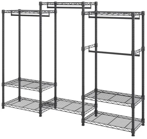 VEVOR Heavy Duty Clothes Rack, Rolling Clothing Garment Rack with 4 Hang Rods &amp; 8 Storage Tiers, Adjustable Custom Closet Rack, Freestanding Wardrobe for Hanging Clothes, 800 lbs Load Capacity