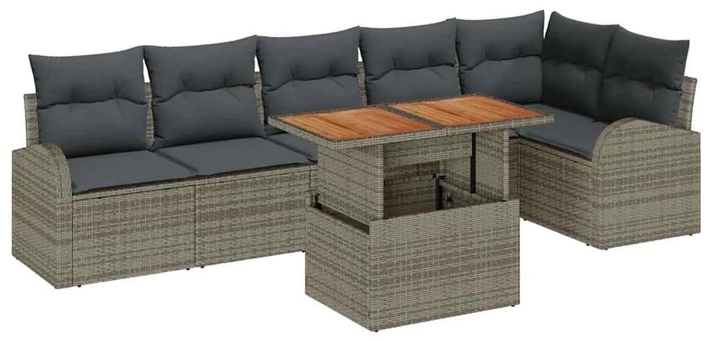 vidaXL Σετ Καναπέ Κήπου με μαξιλάρι 7 pcs Γκρι