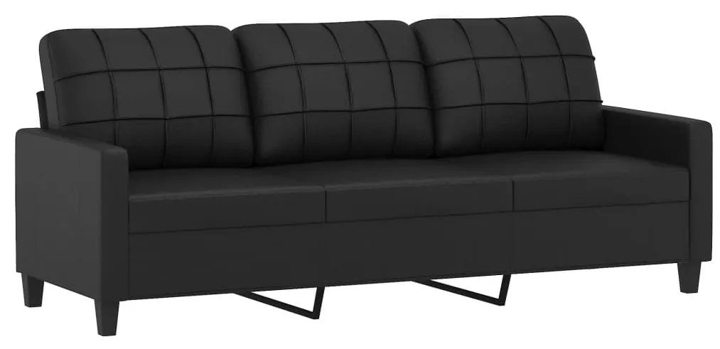 vidaXL Σαλόνι Σετ 4 Τεμαχίων Μαύρο από Συνθετικό Δέρμα με Μαξιλάρια