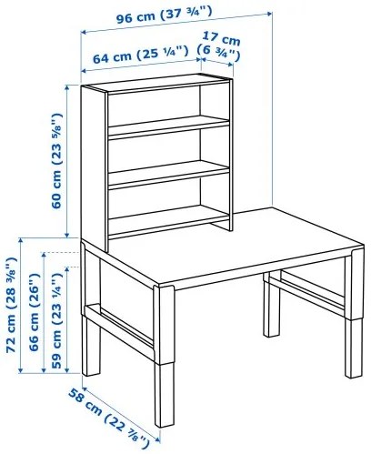 PÅHL γραφείο με ραφιέρα, 96x58 cm 494.378.54