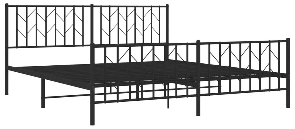 vidaXL Πλαίσιο Κρεβατιού με Κεφαλάρι&Ποδαρικό Μαύρο 183x213εκ. Μέταλλο