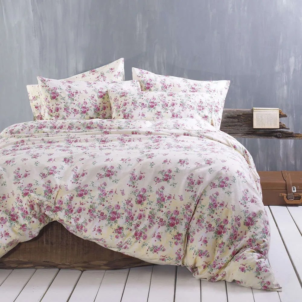 Σεντόνια Σετ 3Τμχ. Φανελένια Mayfair Pink Ρυθμός Ημίδιπλο 160x260cm 100% Cotton