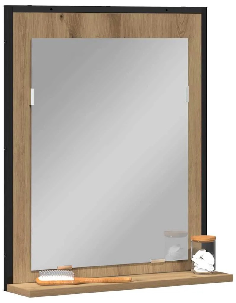 vidaXL Καθρέφτης Μπάνιου με ράφι artisan δρυς 50 x 12 x 60 εκ