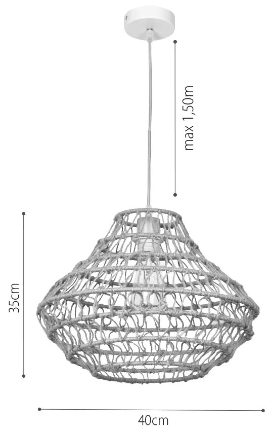 Κρεμαστό Φωτιστικό από σχοινί 1xE27 D:40cm (4042) - 4042 - 4042