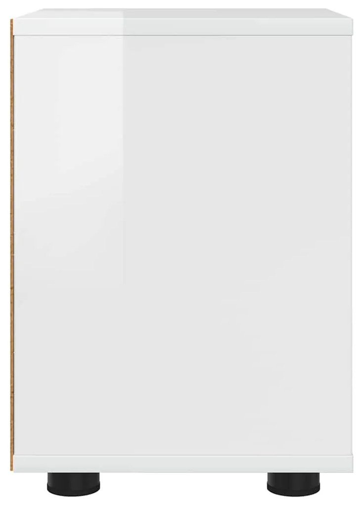 vidaXL Κομοδίνο με συρτάρι Υψηλής γυαλάδας λευκό 30,5 x 30 x 43 εκ