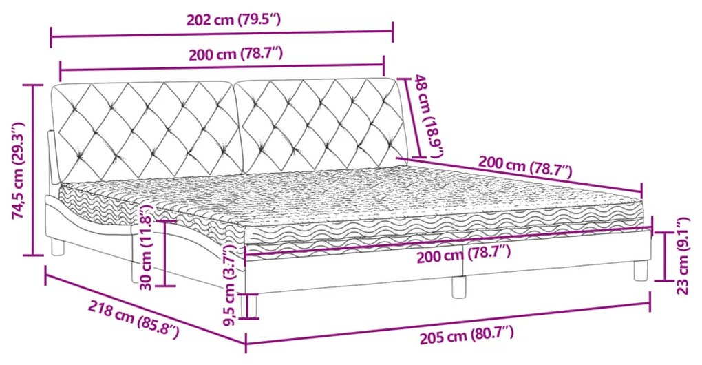 ΚΡΕΒΑΤΙ ΜΑΥΡΟ 200X200 ΕΚ. ΒΕΛΟΥΔΙΝΟ 3208678