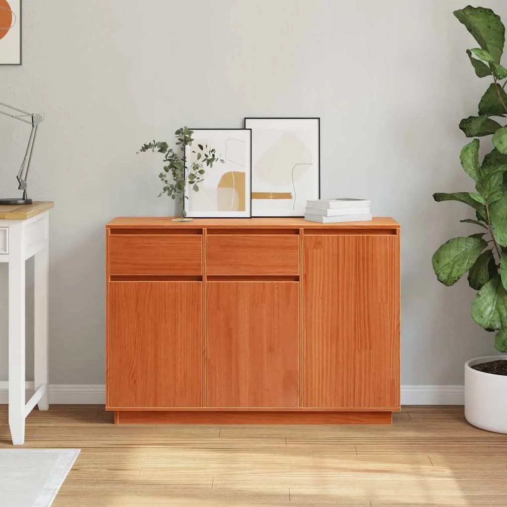 vidaXL Πλαϊνό γραφείο Καφέ κεριού 110 x 34 x 75 εκ Μασίφ ξύλο πεύκου