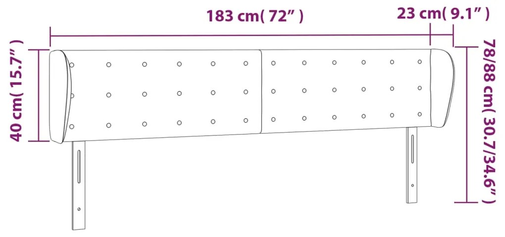 Κεφαλάρι με Πτερύγια Γκρι 183x23x78/88 εκ. Συνθετικό Δέρμα 3117250