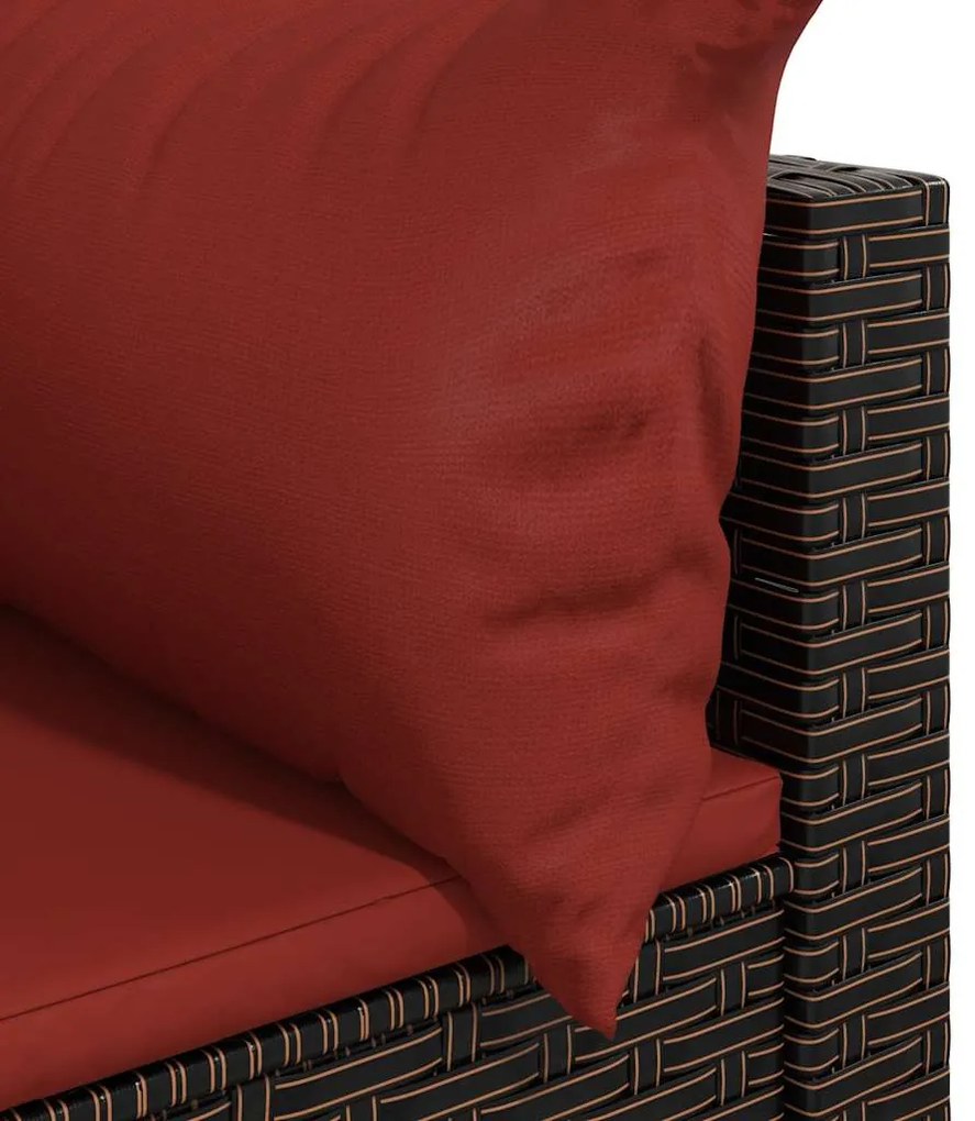 vidaXL Καναπέδες Κήπου Γωνιακοί με Μαξιλάρια 2 τεμ. Καφέ Συνθ. Ρατάν