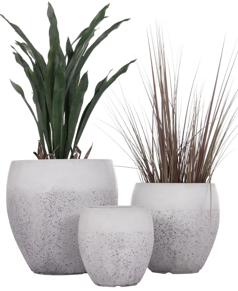 Σετ 3 τεμ. Γλάστρες GARDENER C4718 Fiberclay Λευκό Φ55x54,5Υ εκ. 55x55x54.5 εκ.