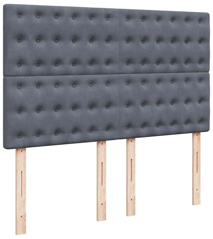 vidaXL Κρεβάτι Boxspring με Στρώμα Σκούρο Γκρι 160x200 εκ. Βελούδινο