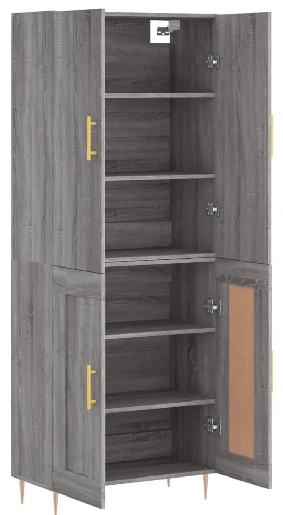 vidaXL Ντουλάπι Γκρι Sonoma 69,5 x 34 x 180 εκ. Επεξεργασμένο Ξύλο