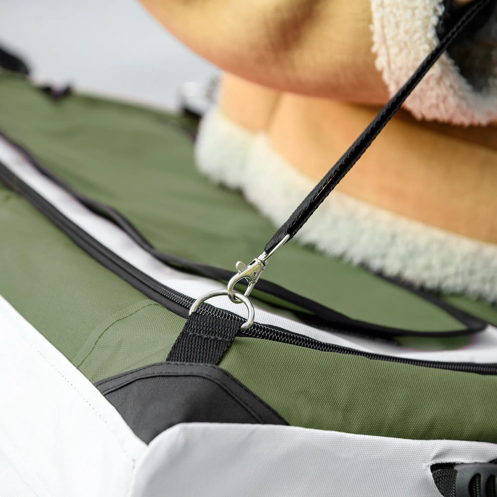 Καρότσι για σκύλους PawHut, καρότσι για κατοικίδια, πτυσσόμενο, αποσπώμενο καλάθι, 81 x 58 x 97,5 cm, Μαύρο+Σκούρο πράσινο+Λευκό