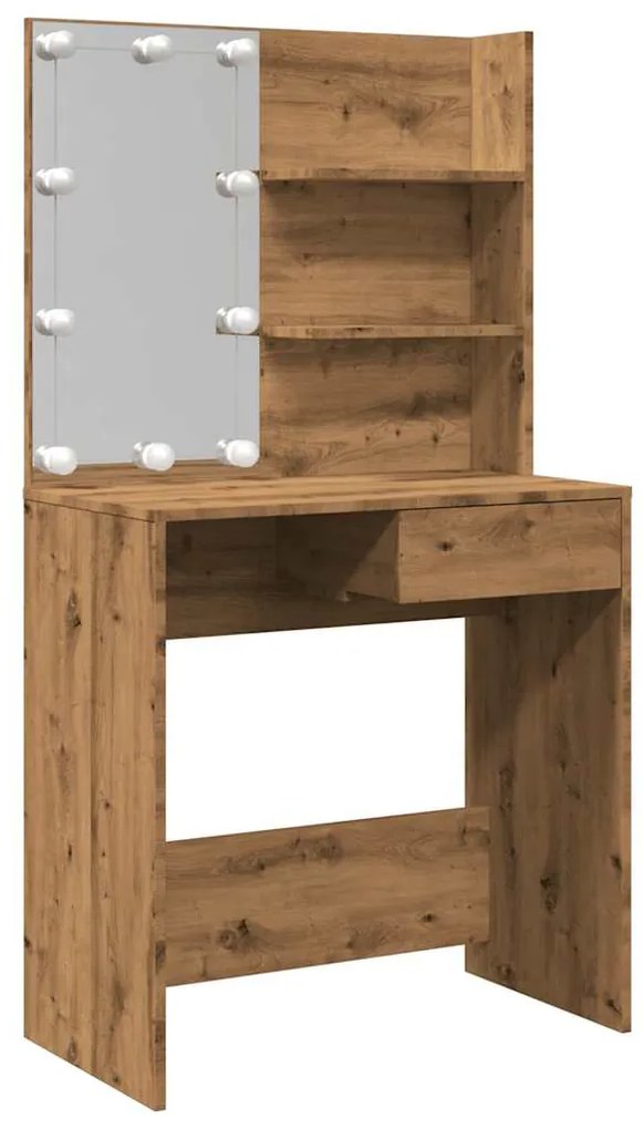 vidaXL Κομοδίνο με LED Artisan Oak 74,5x40x141 cm