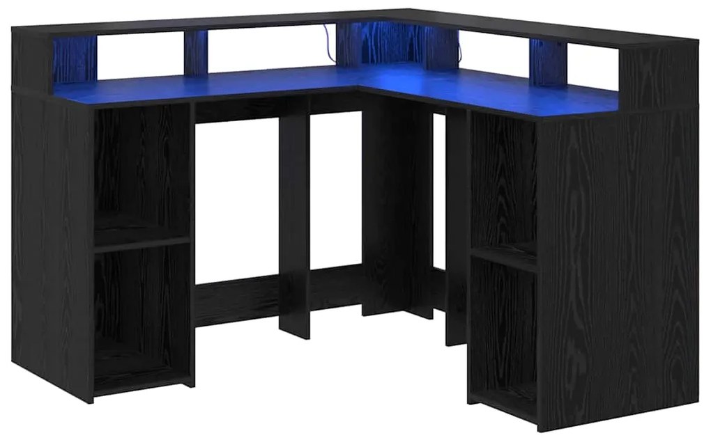 vidaXL Γραφείο Μαύρη Οξυά 130 x 130 x 91 εκ. Επεξεργασμένο ξύλο