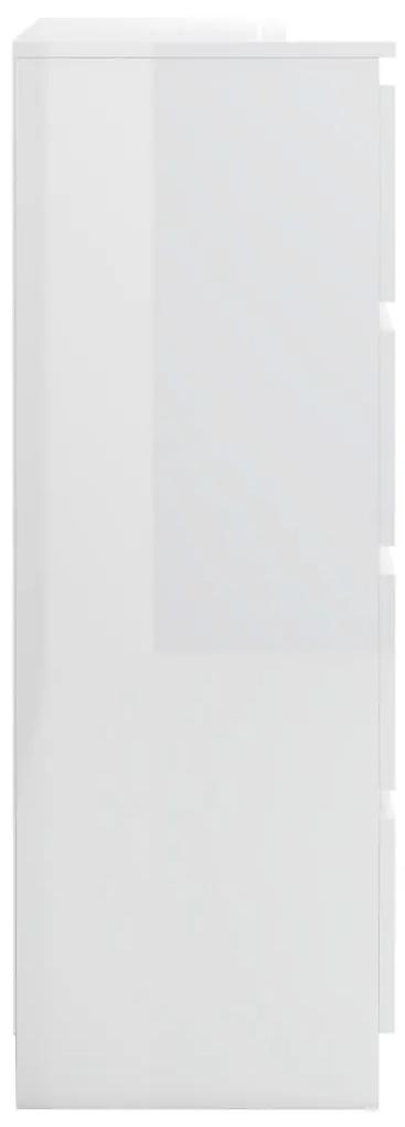vidaXL Συρταριέρα Γυαλιστερό Λευκό 60x35x98,5 εκ. Επεξεργασμένο Ξύλο