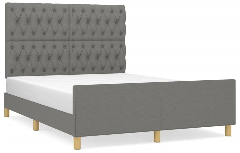 vidaXL Σκελετός Κρεβατιού Χωρίς Στρώμα Σκ. Γκρι 140x190 εκ. Υφασμάτινο