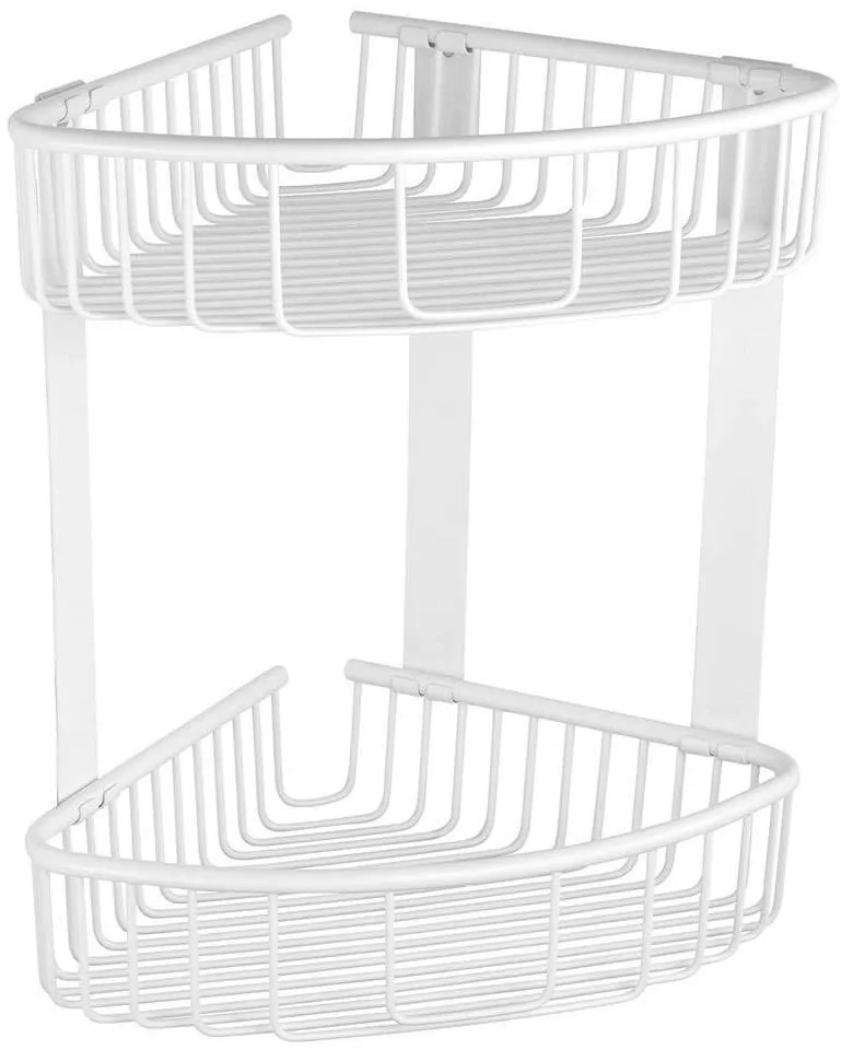 Καλάθι Γωνιακό Reti 96388866 Διπλό Σχαρωτό 21x21x33cm White Mat Karag Ανοξείδωτο Ατσάλι