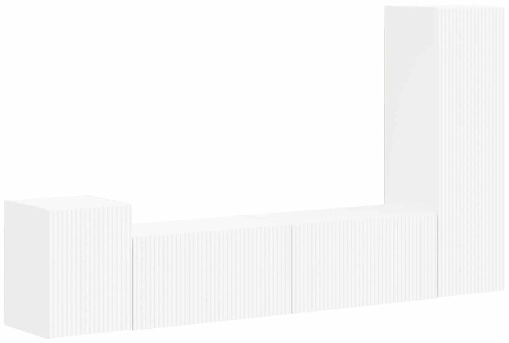 vidaXL Σετ επίπλου τηλεόρασης Επιτοίχιο 4 pcs Λευκό Επεξεργασμένο ξύλο