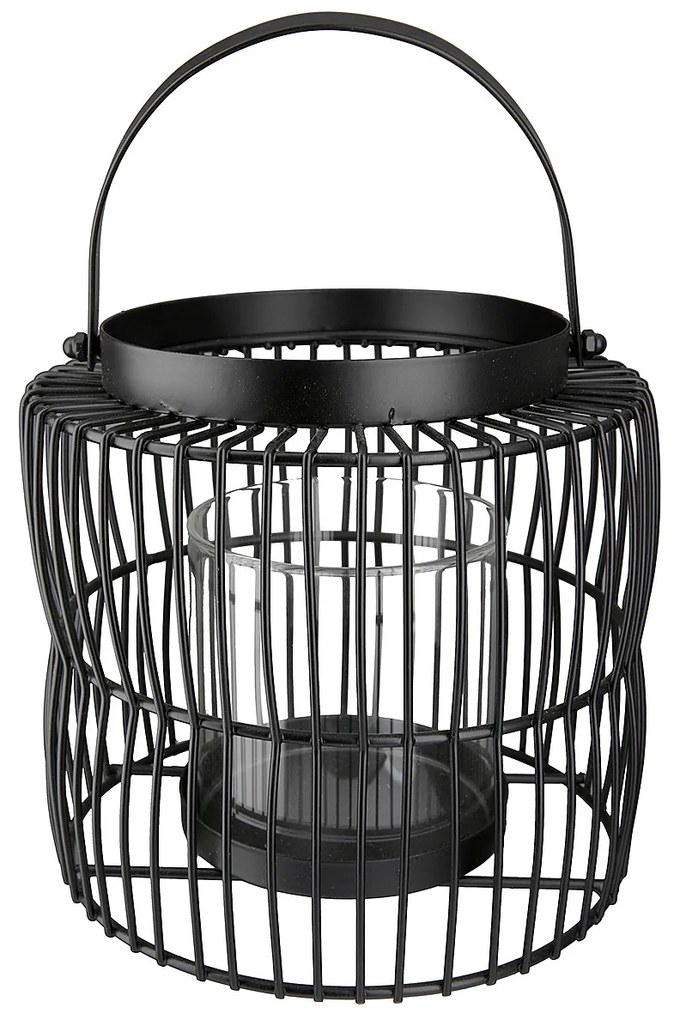 Φανάρι ArteLibre Κλουβί Μαύρο Μέταλλο 23cm-05160736