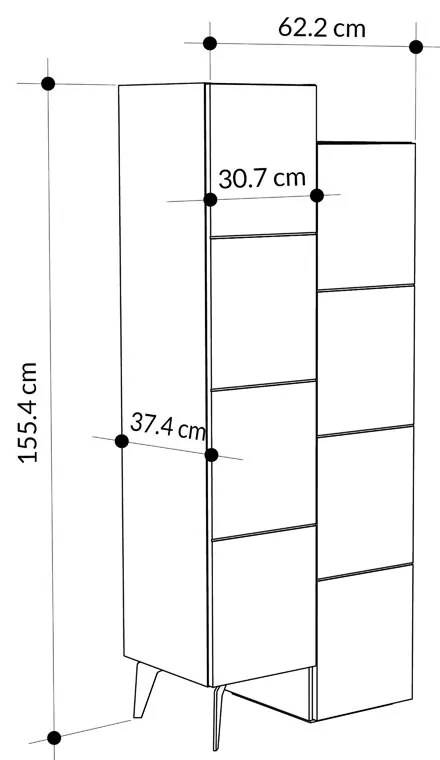 Ντουλάπι-στήλη Romane pakoworld φυσικό 62.2x37.4x155.4εκ - 119-001131