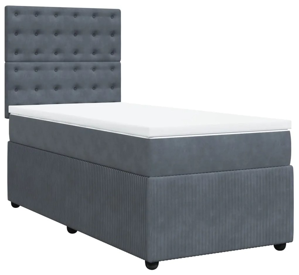 vidaXL Κρεβάτι Boxspring με Στρώμα Σκούρο Γκρι 80x200 εκ. Βελούδινο