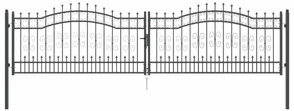 vidaXL Πύλη Φράχτη με Στρογγυλή Κορυφή Γκρι 404 x 100 εκ. Ατσάλι