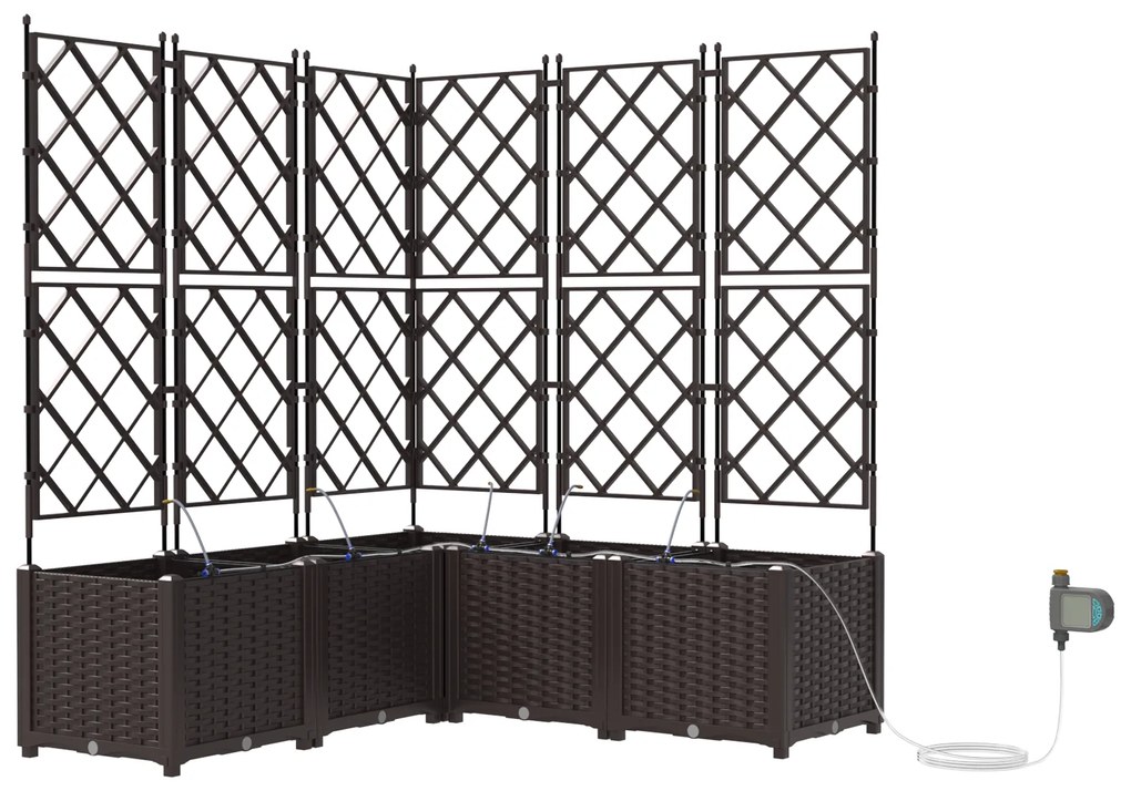 vidaXL Γλάστρες Κήπου 1 τεμ Καφασωτό Καφέ 120 x 120 x 142 cm Πλαστικό