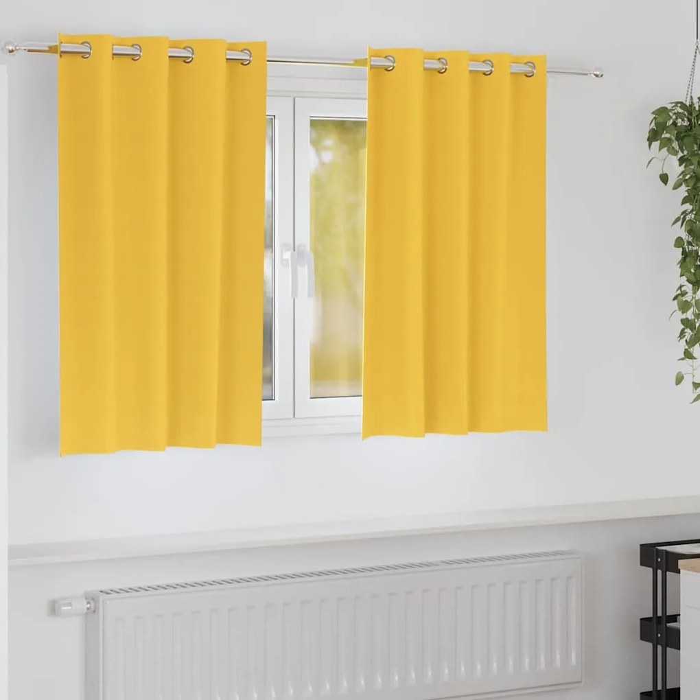 vidaXL Κουρτίνες με κουρτίνες 2 pcs κίτρινο μουσταρδί Πολυεστέρας
