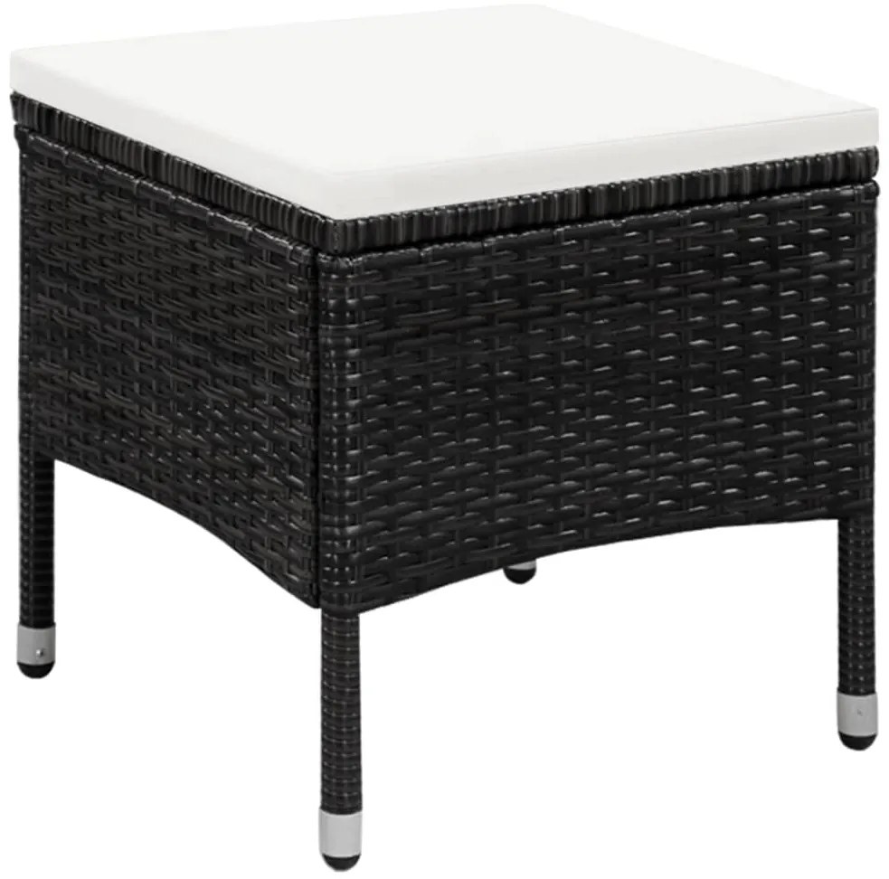 vidaXL Πολυθρόνα Εξωτερ. Χώρου με Σκαμπό Μαύρη Συνθ.Ρατάν με Μαξιλάρια