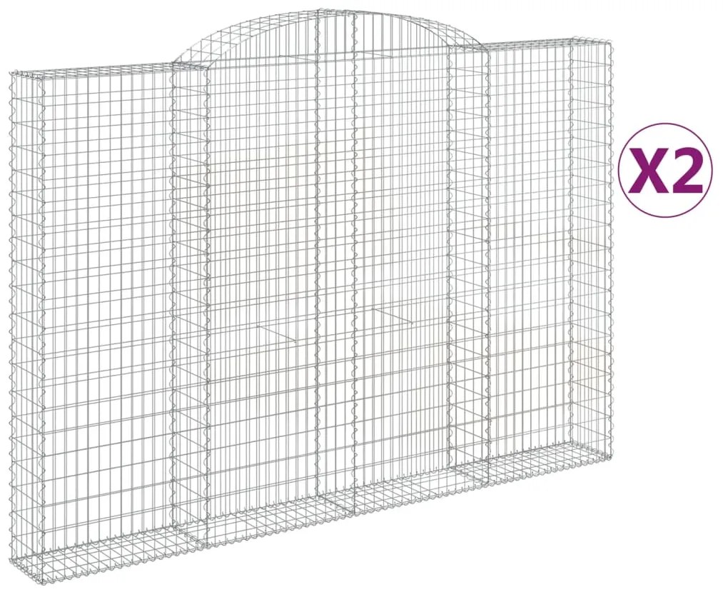 vidaXL Συρματοκιβώτια Τοξωτά 2 τεμ. 300x30x200/220 εκ. Γαλβαν. Ατσάλι