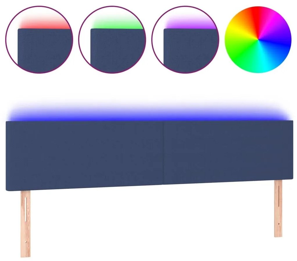 Κεφαλάρι Κρεβατιού LED Μπλε 160x5x78/88 εκ. Υφασμάτινο - Μπλε