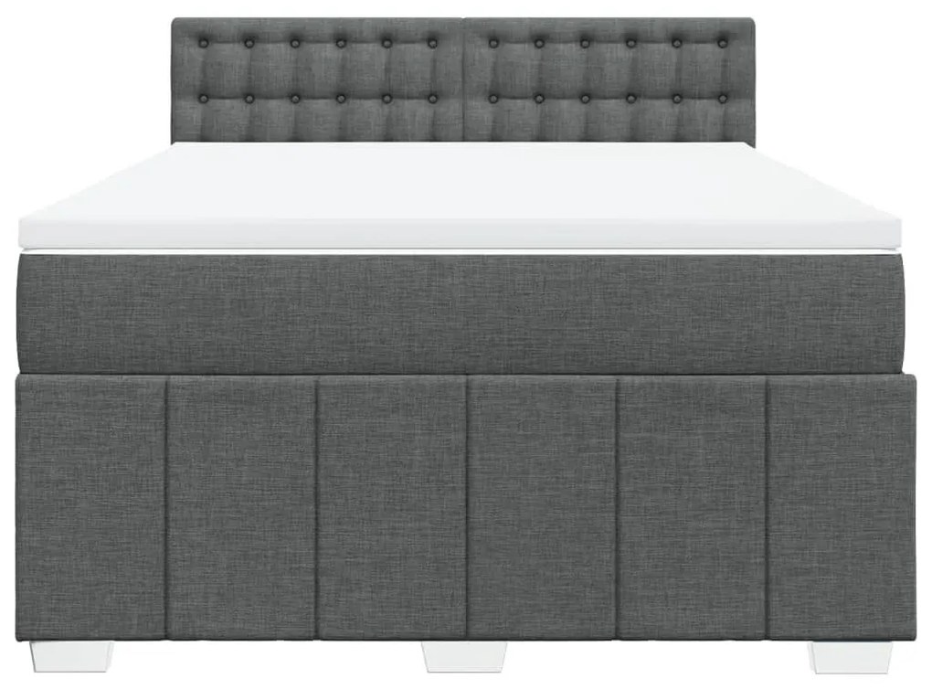 Κρεβάτι Boxspring με Στρώμα Σκούρο Γκρι 160x200 εκ Υφασμάτινο - Γκρι