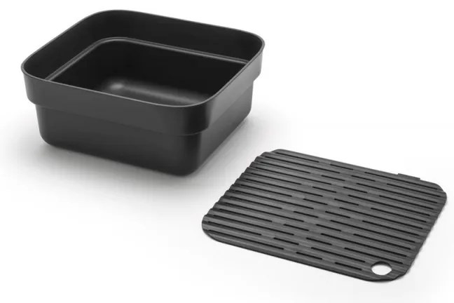 Λεκάνη πλύσης και αποστράγγισης Brabantia 1003315, 16,1 x 37,4 x 34,4 cm, Ασφαλής για πιάτα με αντικολλητική επίστρωση, Σκούρο γκρι