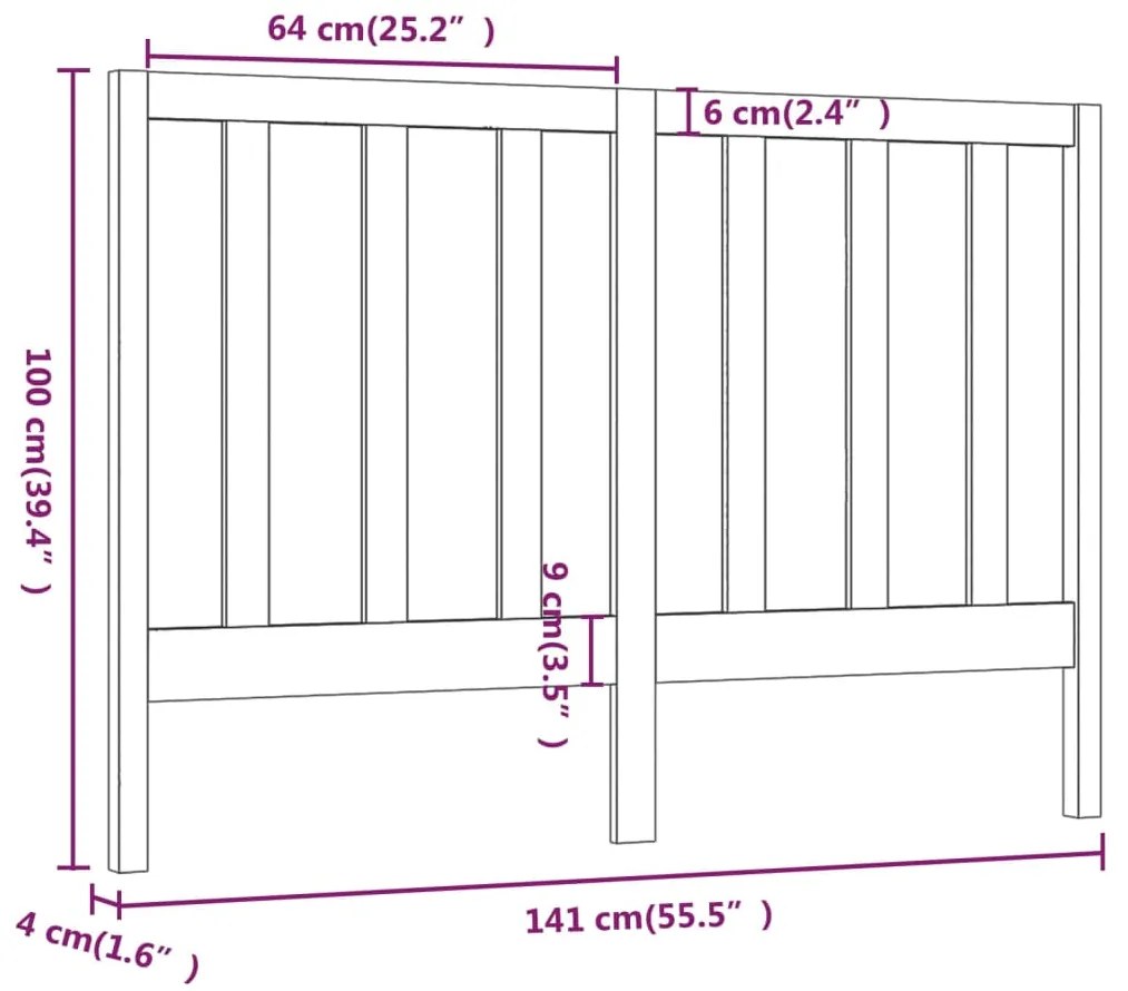 vidaXL Κεφαλάρι Κρεβατιού Λευκό 141 x 4 x 100 εκ. Μασίφ Ξύλο Πεύκου