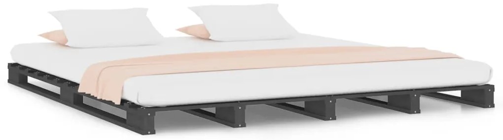 vidaXL Κρεβάτι από Παλέτες Γκρι 120x190 εκ. Μασίφ Πεύκο Small Double