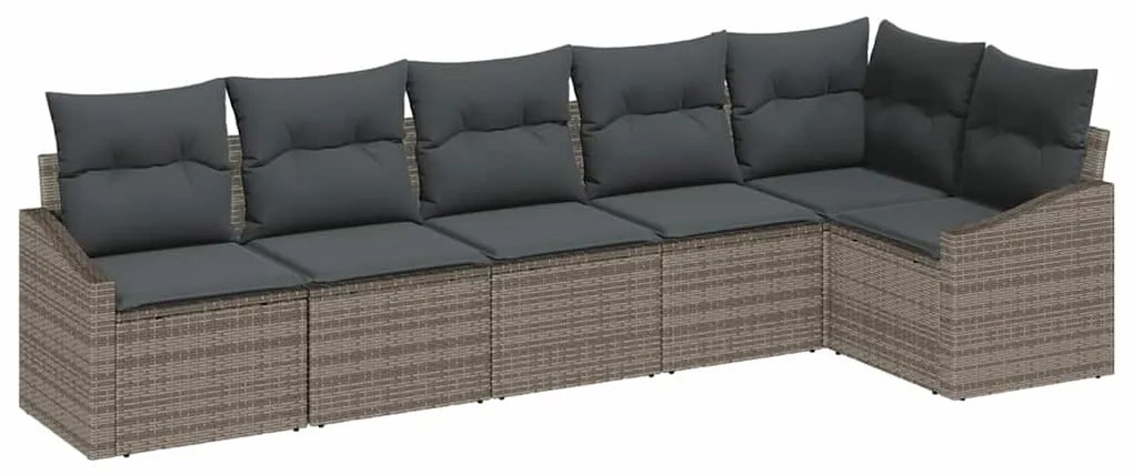 vidaXL Σέτ φαγητού για κήπο 6 pcs Γκρι Πολυ rattan, βαμμένο ατσάλι