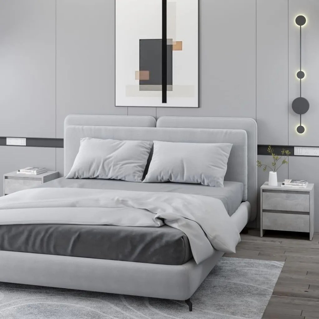 vidaXL Κομοδίνα 2 τεμ. Γκρι Σκυρ. 45x34,5x44,5 εκ. Επεξεργασμένο Ξύλο