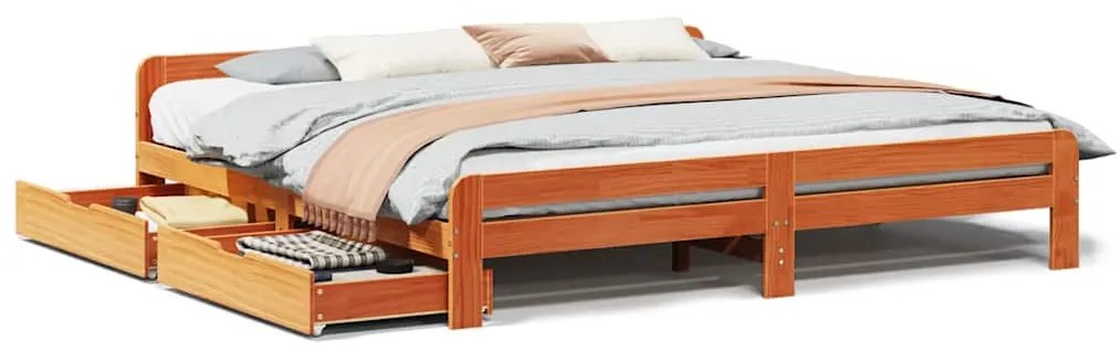 vidaXL Σκελετός Κρεβ. Χωρίς Στρώμα Καφέ Κεριού 200x200 εκ Μασίφ Πεύκο