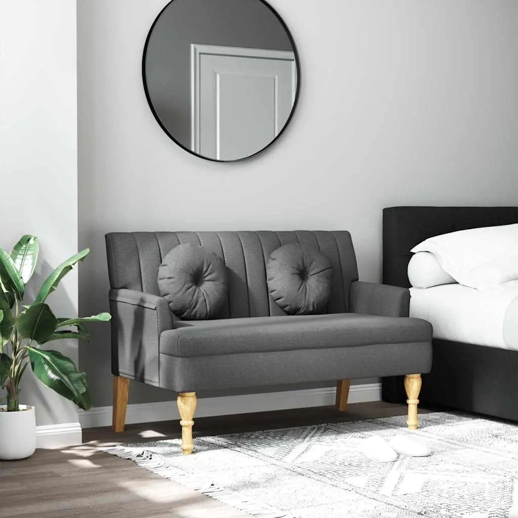 vidaXL Παγκάκι Σκούρο Γκρι 113x64,5x75,5 εκ. Υφασμάτινο με Μαξιλάρια