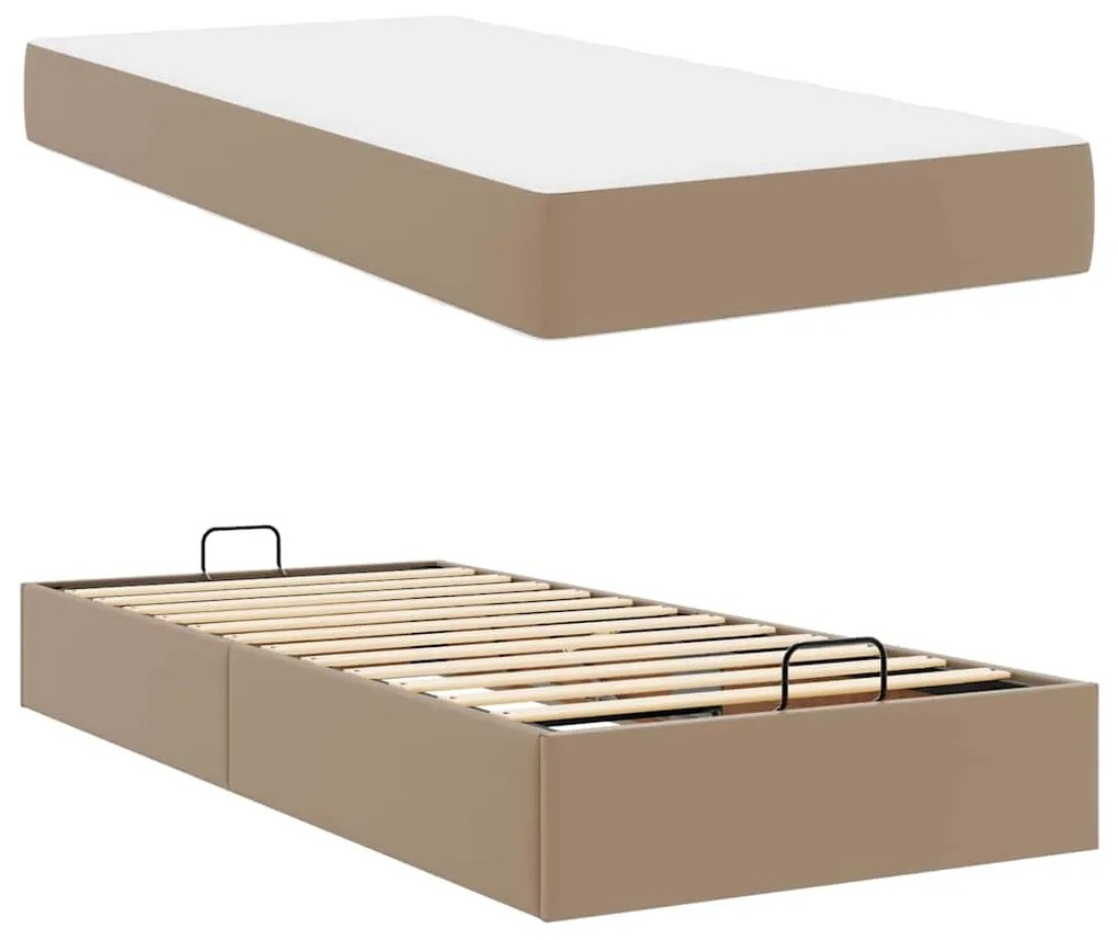 vidaXL Σκελετός κρεβατιού με στρώμα με στρώμα 2 pcs Ώχρα PVC