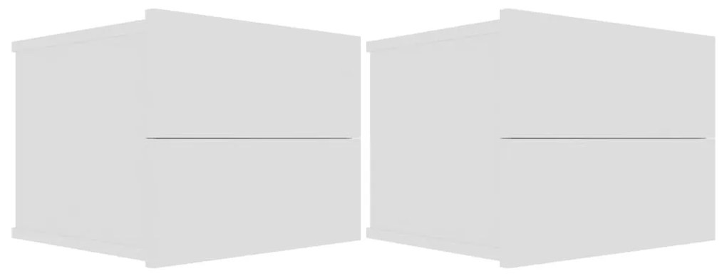 Κομοδίνα 2 τεμ. Λευκά 40 x 30 x 30 εκ. από Επεξ. Ξύλο - Λευκό