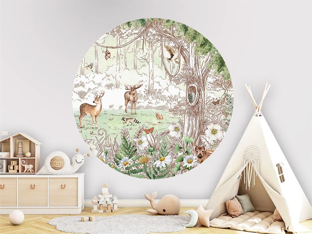 Forest Friends Spring Ταπετσαρια Τοιχου Πρασινο Στρογγυλη 80cm