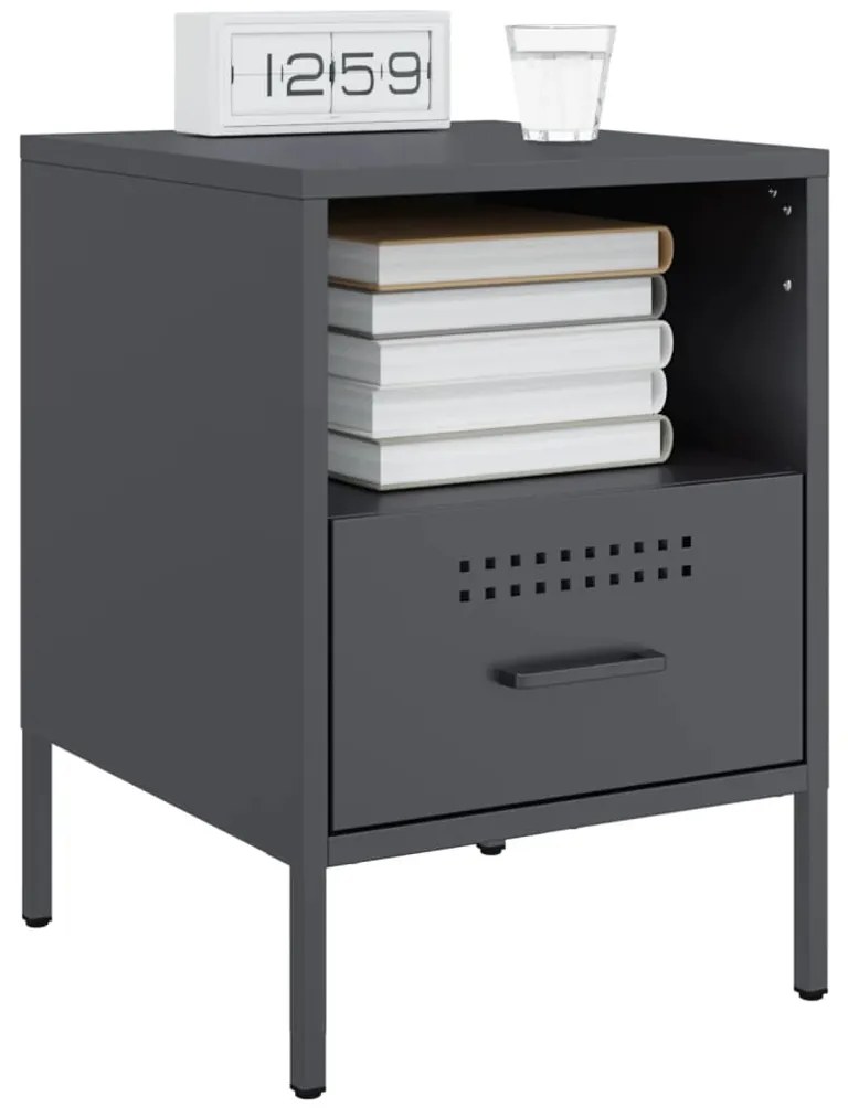 vidaXL Κομοδίνο Ανθρακί 36x39x50,5 εκ. από Χάλυβα
