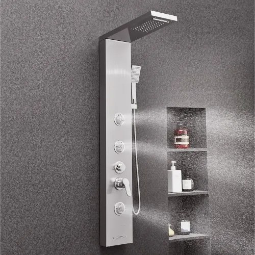 VEVOR Shower Panel Tower System Stainless Steel Column Rainfall Head Massage Jet