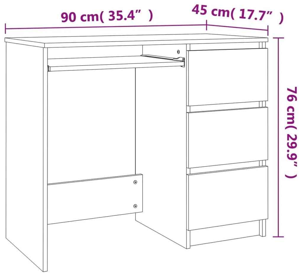 Γραφείο Γκρι Sonoma 90x45x76 εκ. από Επεξεργασμένο Ξύλο - Γκρι